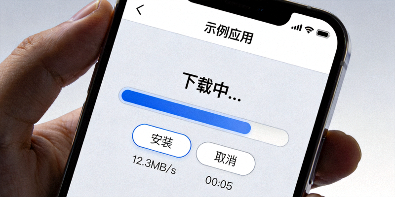 安卓手机安装APP界面截图，展示下载进度条和安装按钮位置